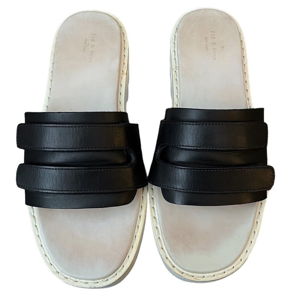rag & bone Black Leather Slide Sandals